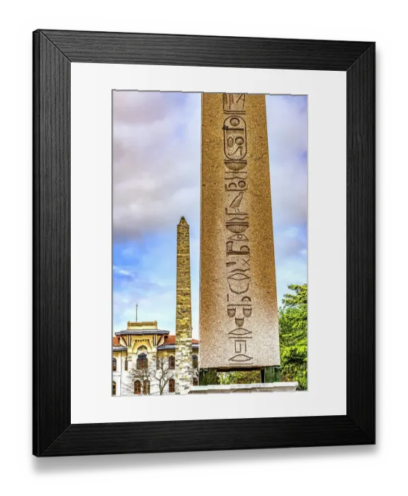 Framed Print : Hieroglyphs on Obelisk of Theodosius, Istanbul, Turkey. Obelisk originally from Egypt by Theodosius the Great in 324 AD. Pillar and Obelisk on the site of the Ancient Roman race track Hippodrome, which held 100, 000 people Framed Print : Hieroglyphs on Obelisk of Theodosius, Istanbul, Turkey. Obelisk originally from Egypt by Theodosius the Great in 324 AD. Pillar and Obelisk on the site of the Ancient Roman race track Hippodrome, which held 100, 000 people