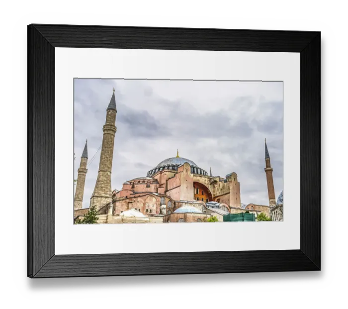 Framed Print : Hagia Sophia dome minarets, Istanbul, Turkey. Emperor Justinian built cathedral of Constantinople in 537 AD. In 1453 Ottoman Turks converted to mosque. 1935 a museum and 2020 mosque again Framed Print : Hagia Sophia dome minarets, Istanbul, Turkey. Emperor Justinian built cathedral of Constantinople in 537 AD. In 1453 Ottoman Turks converted to mosque. 1935 a museum and 2020 mosque again