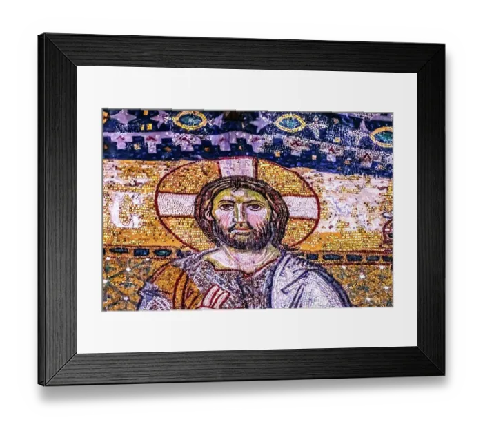 Framed Print : Jesus Christ mosaic entrance, Hagia Sophia, Istanbul, Turkey. Emperor Justinian built Constantinople cathedral in 537 AD. Mosaic created in late 800 to 900 AD. In 1453 Ottoman Turks converted to mosque Framed Print : Jesus Christ mosaic entrance, Hagia Sophia, Istanbul, Turkey. Emperor Justinian built Constantinople cathedral in 537 AD. Mosaic created in late 800 to 900 AD. In 1453 Ottoman Turks converted to mosque