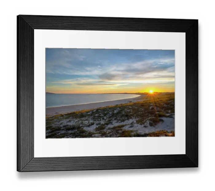 Framed Print : Mexico, Baja California Sur. La Ventana, sunrise over Sand Dune and Sea of Cortez