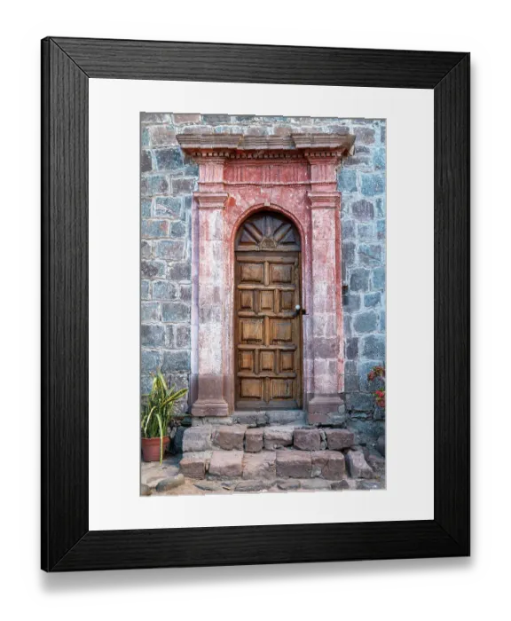 Framed Print : Mexico, Baja California Sur. A side door at the Mision San Ignacio
