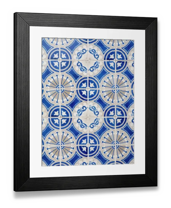 Framed Print : Portugal, Aveiro. Colorful azulejo tiles on the exterior wall of house