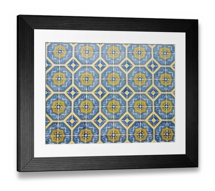 Framed Print : Portugal, Aveiro. Colorful azulejo tiles on the exterior wall of house