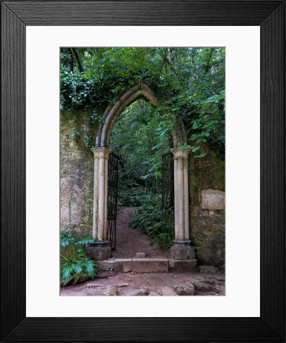 Framed Print : Coimbra, Portugal. Quinta das Lagrimas. Ruins in the garden next to the famous Fonte das Lagrimas