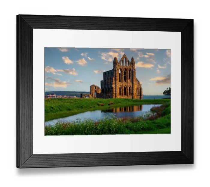 Framed Print : Great Britain, England, Whitby. Whitby Abbey ruins at sunrise. ©Jim Zuckerman  /  Jaynes Gallery  /  DanitaDelimont.com