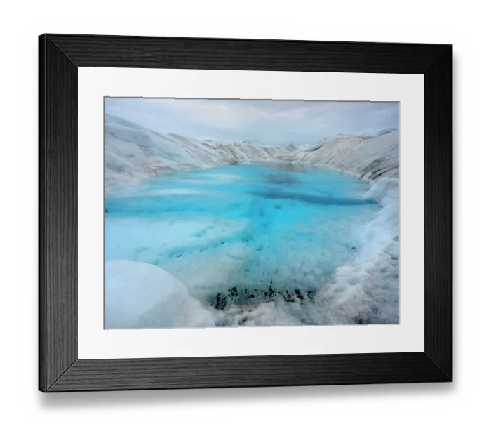 Framed Print : Drainage system with lake on the surface of the ice sheet. The brown sediment on the ice is created by the rapid melting of the ice. Landscape of Greenland near Kangerlussuaq, Kingdom of Denmark Framed Print : Drainage system with lake on the surface of the ice sheet. The brown sediment on the ice is created by the rapid melting of the ice. Landscape of Greenland near Kangerlussuaq, Kingdom of Denmark