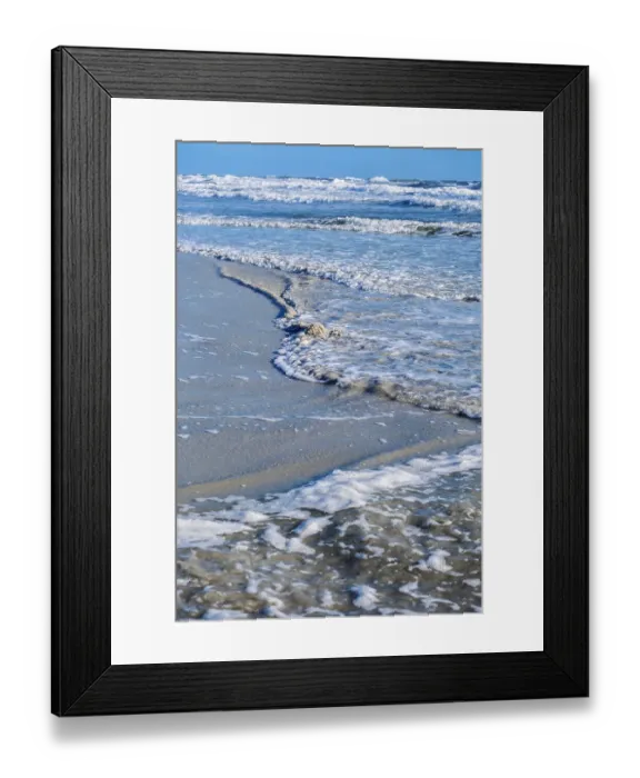 Framed Print : Waves crashing onto beach, New Smyrna Beach, Florida