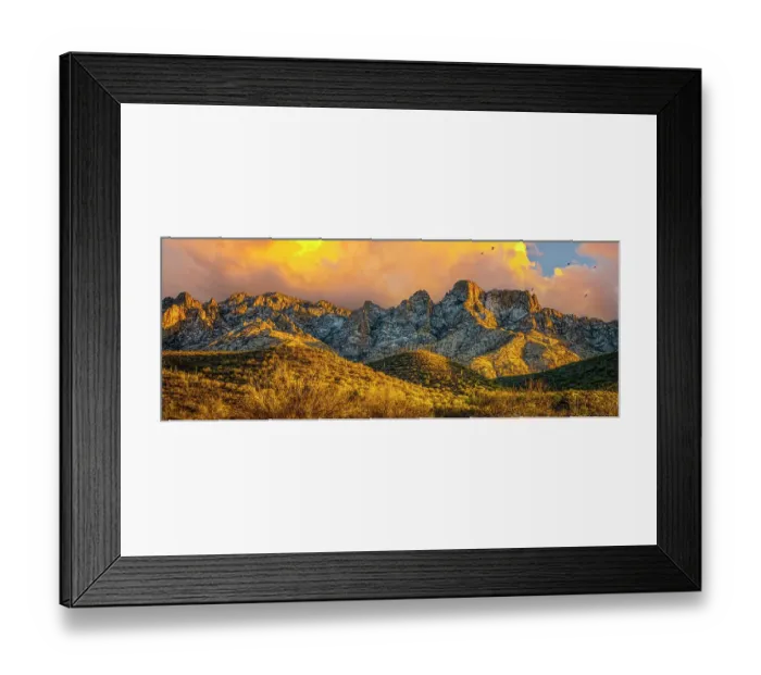Framed Print : USA, Arizona, Tucson. Sunset on Catalina Mountains panoramic. ©Fred Lord / Jaynes Gallery / DanitaDelimont.com Framed Print : USA, Arizona, Tucson. Sunset on Catalina Mountains panoramic. ©Fred Lord / Jaynes Gallery / DanitaDelimont.com
