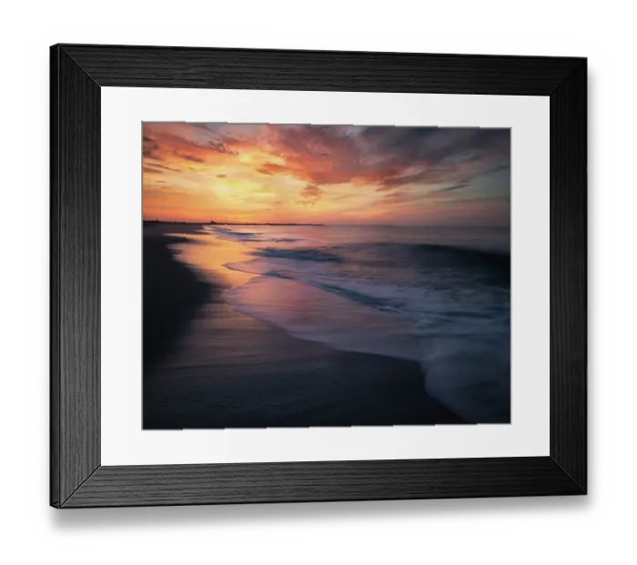 Framed Print : USA, New Jersey, Cape May National Seashore. Sunset on ocean and beach. ©Jay O'Brien / Jaynes Gallery / DanitaDelimont.com Framed Print : USA, New Jersey, Cape May National Seashore. Sunset on ocean and beach. ©Jay O'Brien / Jaynes Gallery / DanitaDelimont.com