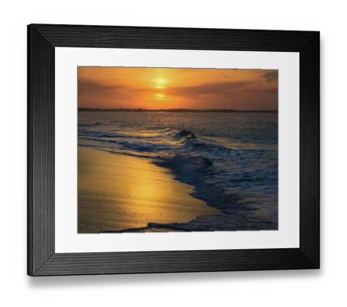 Framed Print : USA, New Jersey, Cape May National Seashore. Sunset on ocean and beach. ©Jay O'Brien  /  Jaynes Gallery  /  DanitaDelimont.com
