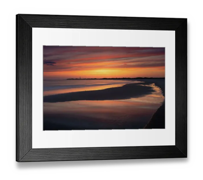 Framed Print : USA, New Jersey, Cape May National Seashore. Sunset on ocean and beach. ©Jay O'Brien  /  Jaynes Gallery  /  DanitaDelimont.com