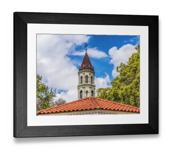 Framed Print : Bell tower, Cathedral Basilica of St. Augustine, Florida. Founded in 1565, oldest church in USA
