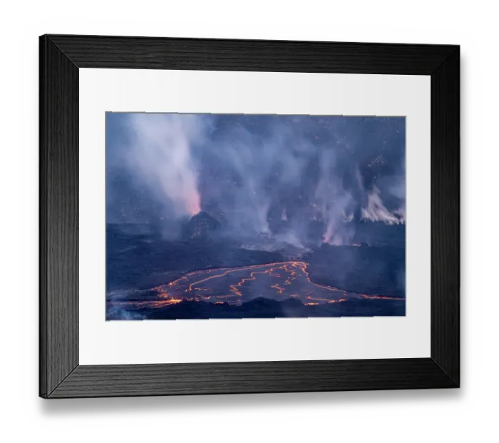 Framed Print : USA, Big Island, Hawaii. Smoldering eruption of Kilauea at sunrise, Hawai'i Volcanoes National Park