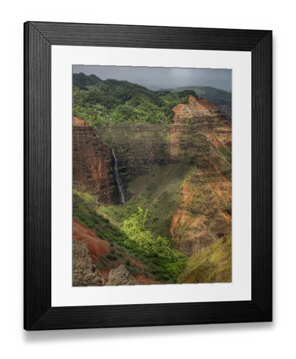 Framed Print : USA, Kauai, Hawaii. Colorful gorge and Waipoo Waterfall at Waimea Canyon State Park Framed Print : USA, Kauai, Hawaii. Colorful gorge and Waipoo Waterfall at Waimea Canyon State Park