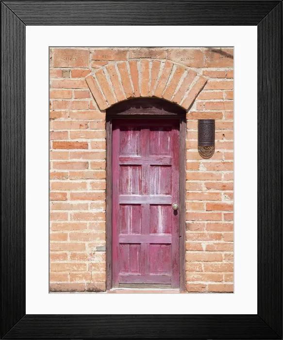 Framed Print : Arizona, Tumacacori National Historic Park, Brick wall with wood door Framed Print : Arizona, Tumacacori National Historic Park, Brick wall with wood door