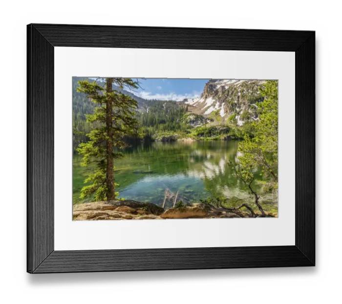Framed Print : USA, Idaho, Sawtooth Wilderness. Mountain reflects in Alpine Lake