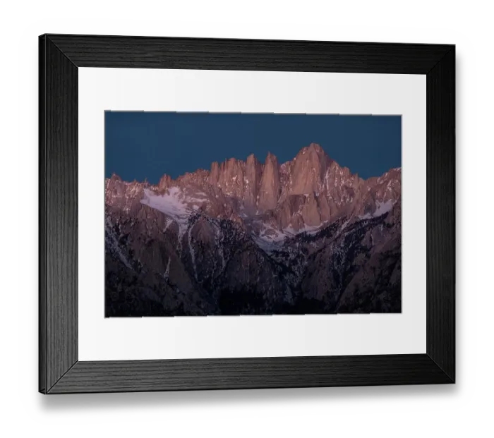 Framed Print : USA, California, Sierra Nevada Mountains. Alpenglow on Mt. Whitney at sunrise Framed Print : USA, California, Sierra Nevada Mountains. Alpenglow on Mt. Whitney at sunrise
