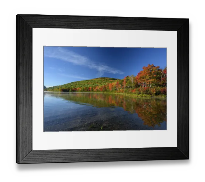 Framed Print : USA, Maine. Colorful foliage reflected in South Branch Pond, Baxter State Park