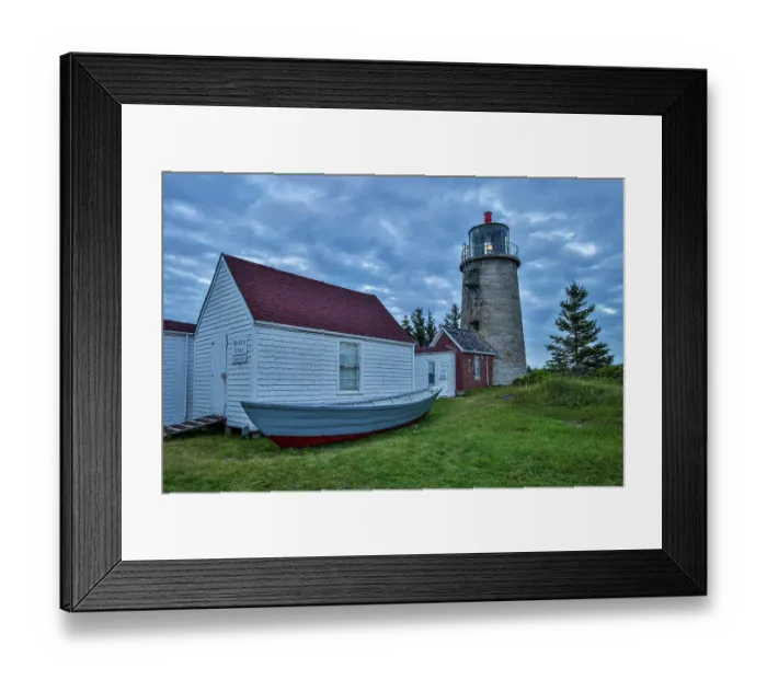 Framed Print : USA, Maine. Monhegan Island, Monhegan Lighthouse
