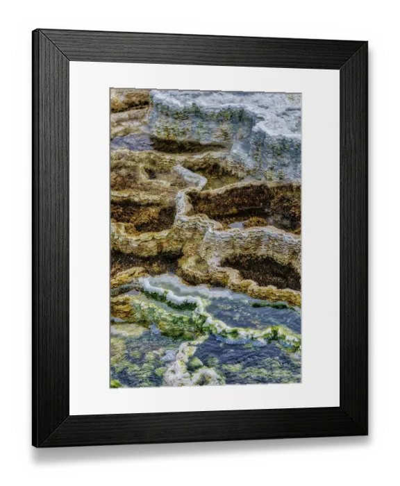 Framed Print : Travertine pools of Mammoth Hot Springs in Yellowstone National Park
