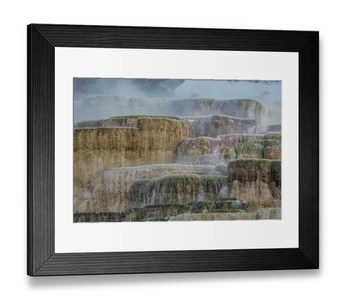 Framed Print : Travertine pools of Mammoth Hot Springs in Yellowstone National Park