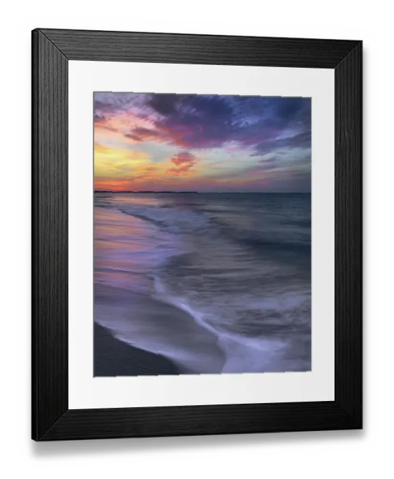 Framed Print : USA, New Jersey, Cape May National Seashore. Sunset on ocean and beach. ©Jay O'Brien / Jaynes Gallery / DanitaDelimont.com Framed Print : USA, New Jersey, Cape May National Seashore. Sunset on ocean and beach. ©Jay O'Brien / Jaynes Gallery / DanitaDelimont.com