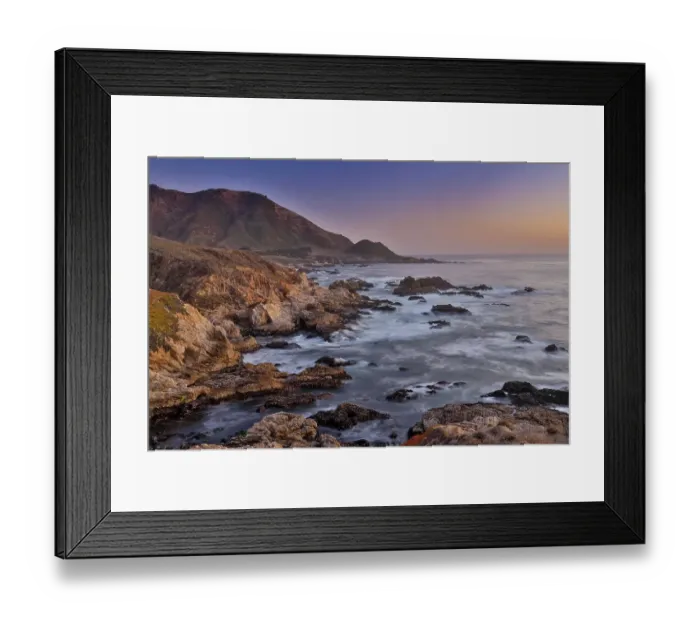 Framed Print : USA, California, Garrapata State Park. Sunset along the rugged coastline
