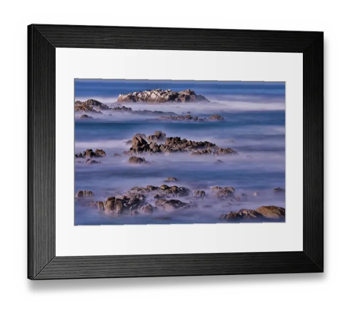 Framed Print : USA, California, Pacific Grove. Monterey Bay, surf crashing in on rocks