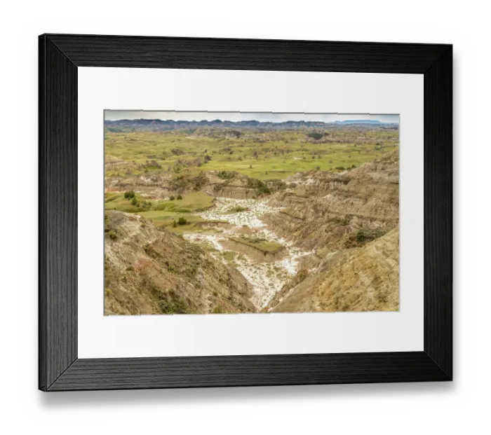 Framed Print : USA, North Dakota, Theodore Roosevelt National Park. Overview of park eroded formations