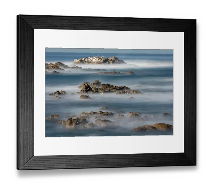 Framed Print : USA, California, Pacific Grove. Monterey Bay, surf crashing in on rocks