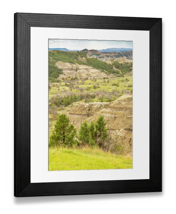 Framed Print : USA, North Dakota, Theodore Roosevelt National Park. Overview of park eroded formations