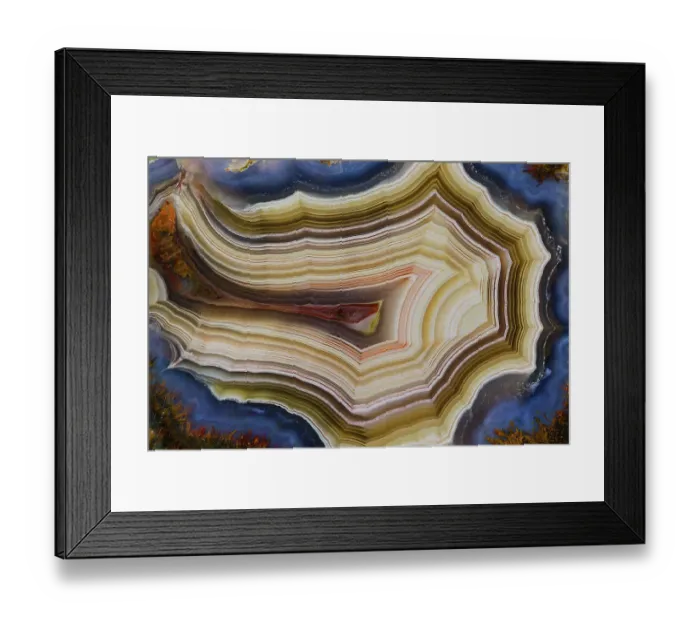 Framed Print : USA, Washington State, Sammamish. Close-up banded agate