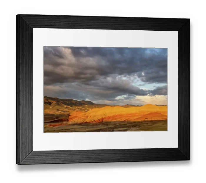 Framed Print : Stormy light over the Painted Hills at the John Day Fossil Beds National Monument near Mitchell, Oregon, USA Framed Print : Stormy light over the Painted Hills at the John Day Fossil Beds National Monument near Mitchell, Oregon, USA