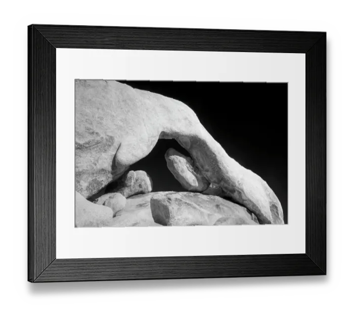 Framed Print : California, Joshua Tree National Park. Arch Rock, white tank granite rock formation Framed Print : California, Joshua Tree National Park. Arch Rock, white tank granite rock formation