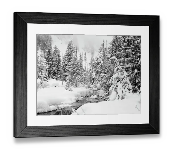 Framed Print : Washington State, Central Cascades. Granite Creek, winter scene