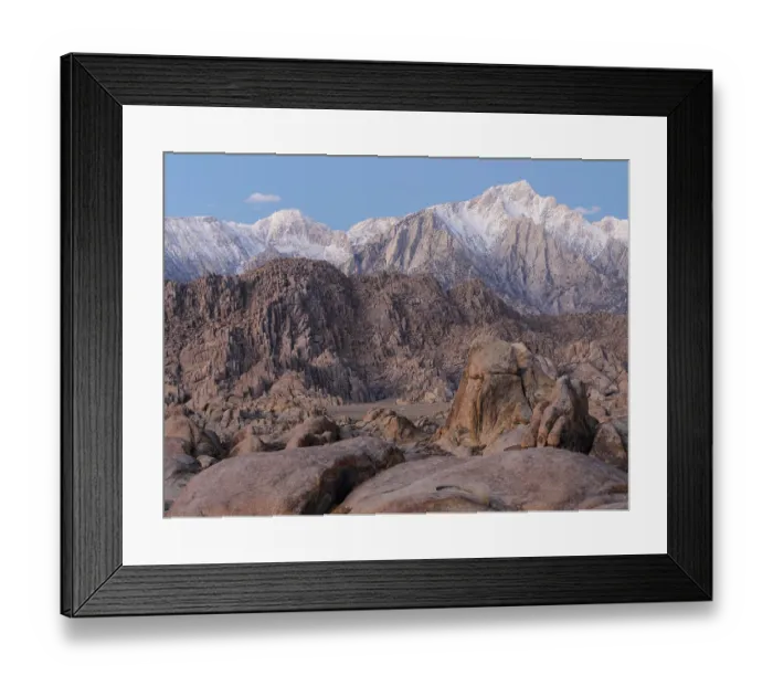 Framed Print : Big rocks in Alabama Hills, Mount Langley left, Mt. Lone Pine right (tallest), Mount Whitney, Sierra Nevada Mountains, Lone Pine, California Framed Print : Big rocks in Alabama Hills, Mount Langley left, Mt. Lone Pine right (tallest), Mount Whitney, Sierra Nevada Mountains, Lone Pine, California