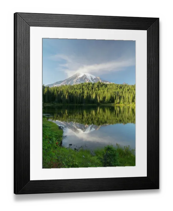 Framed Print : Washington State, Mount Rainier National Park. Mount Rainier and clouds reflected in Reflection Lake Framed Print : Washington State, Mount Rainier National Park. Mount Rainier and clouds reflected in Reflection Lake