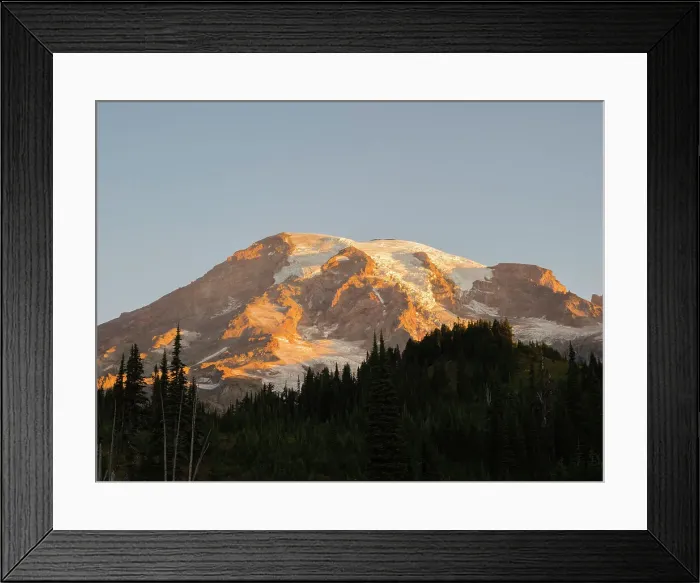 Framed Print : Washington State, Mount Rainier National Park. Mount Rainier, view from Paradise shortly after sunrise Framed Print : Washington State, Mount Rainier National Park. Mount Rainier, view from Paradise shortly after sunrise
