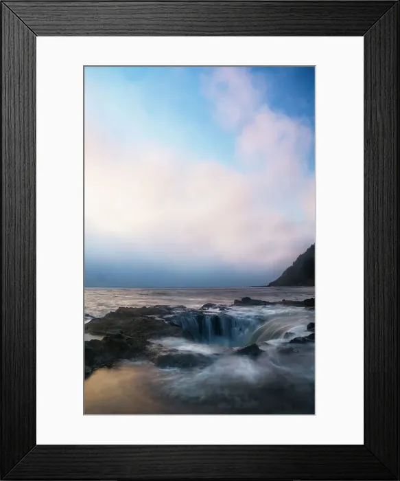 Framed Print : USA, Oregon, Cape Perpetua and Thor's Well at sunset