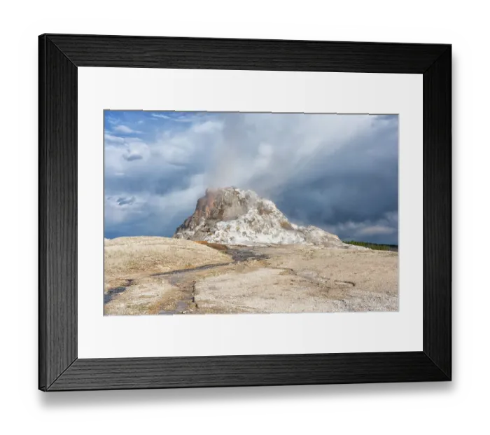 Framed Print : USA, Wyoming, Yellowstone National Park. Lower Geyser Basin, White Dome Geyser begins its eruption Framed Print : USA, Wyoming, Yellowstone National Park. Lower Geyser Basin, White Dome Geyser begins its eruption