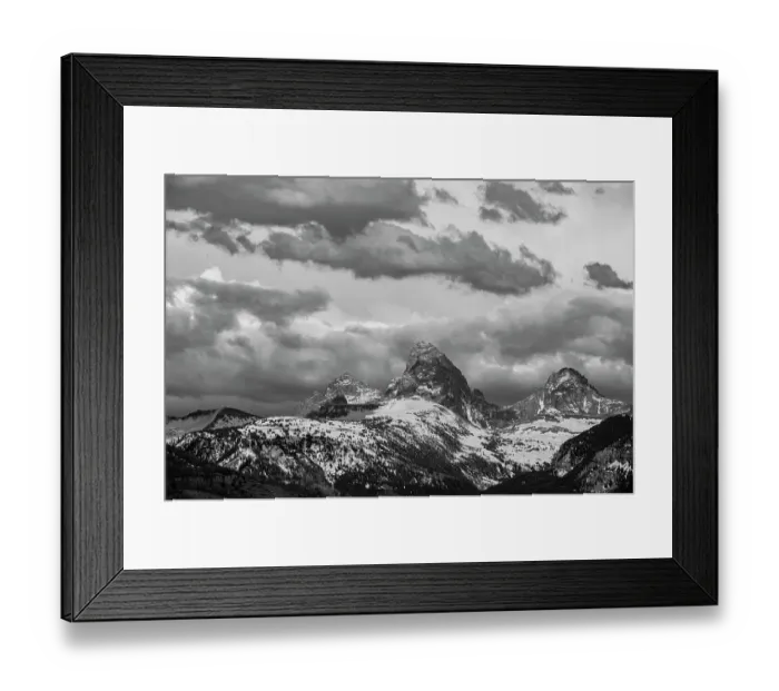 Framed Print : USA, Wyoming. Landscape of dramatic clouds over Teton peaks from the west Framed Print : USA, Wyoming. Landscape of dramatic clouds over Teton peaks from the west