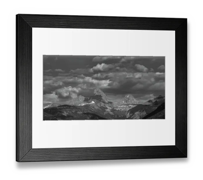 Framed Print : USA, Wyoming. Mount Owen, Grand and Middle Teton from the west with dramatic clouds Framed Print : USA, Wyoming. Mount Owen, Grand and Middle Teton from the west with dramatic clouds