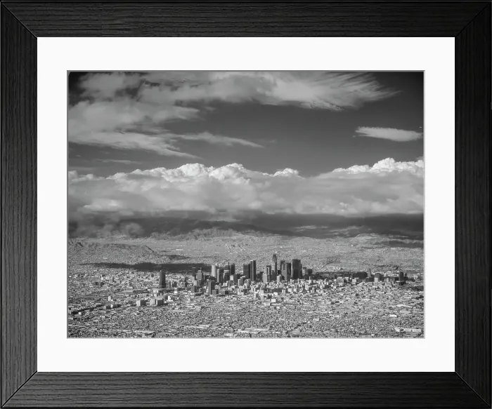Framed Print : Los Angeles, California, from the air, infrared black-and-white Framed Print : Los Angeles, California, from the air, infrared black-and-white