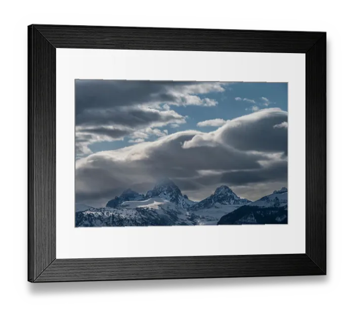 Framed Print : USA, Wyoming. Clouds and fresh snow over Teton Mountains from the west Framed Print : USA, Wyoming. Clouds and fresh snow over Teton Mountains from the west