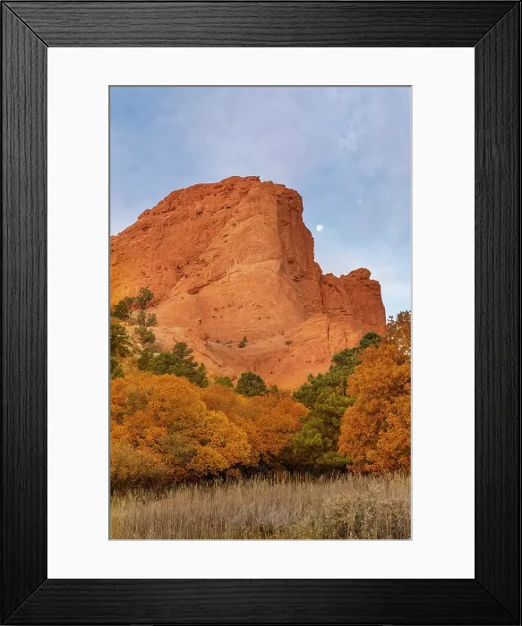 Framed Print : USA, Colorado, Colorado Springs. Moonset over Garden of the Gods Park Framed Print : USA, Colorado, Colorado Springs. Moonset over Garden of the Gods Park