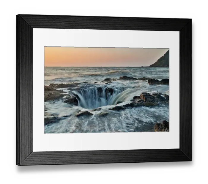 Framed Print : USA, Oregon, Cape Perpetua and Thor's Well at sunset Framed Print : USA, Oregon, Cape Perpetua and Thor's Well at sunset