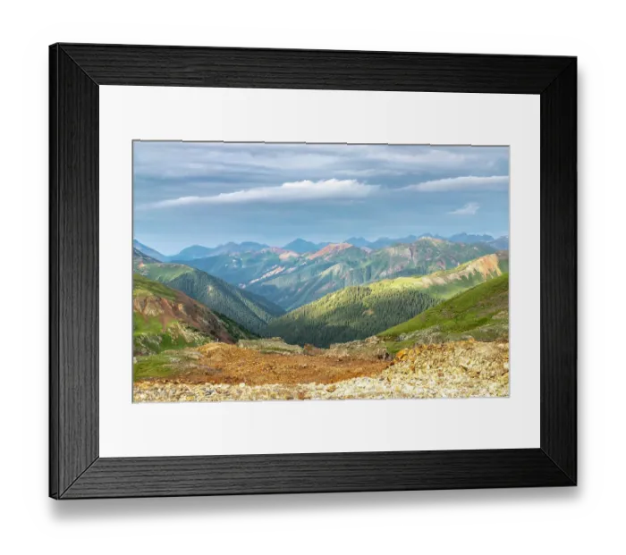 Framed Print : USA, Colorado, San Juan Mountains. Hurricane Pass and wildflowers Framed Print : USA, Colorado, San Juan Mountains. Hurricane Pass and wildflowers