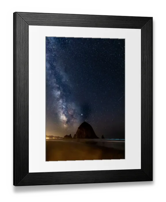 Framed Print : USA, Oregon, Cannon Beach. Haystack Rock with milky way overhead Framed Print : USA, Oregon, Cannon Beach. Haystack Rock with milky way overhead
