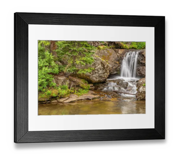 Framed Print : USA, Colorado, Gunnison National Forest. Waterfall scenic Framed Print : USA, Colorado, Gunnison National Forest. Waterfall scenic