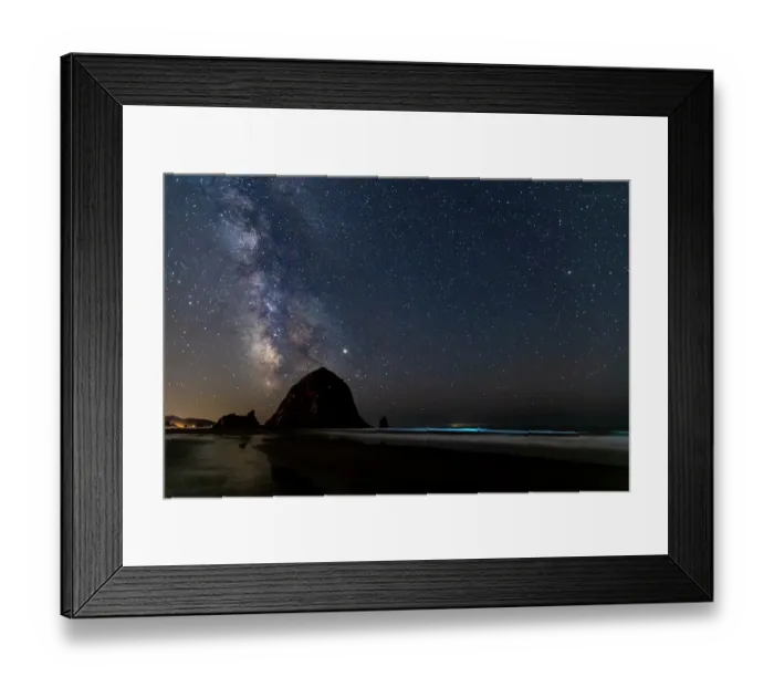 Framed Print : USA, Oregon, Cannon Beach. Haystack Rock with milky way overhead Framed Print : USA, Oregon, Cannon Beach. Haystack Rock with milky way overhead